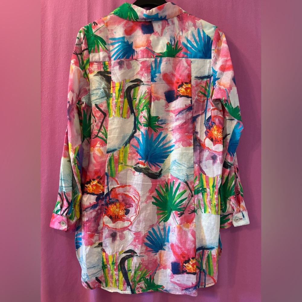 Soft Surroundings Multicolor Floral Button-Down Shirt Size S - Picture 4 of 8